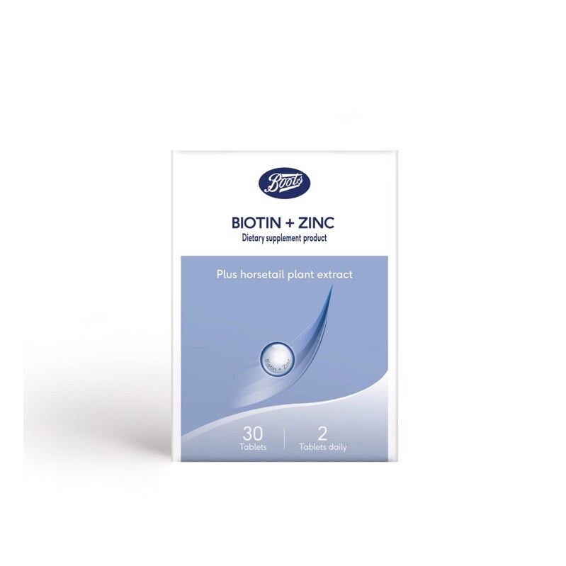 วิตามินบำรุงผมและเล็บ Boots Biotin+Zinc 30 เม็ด Lazada.co.th