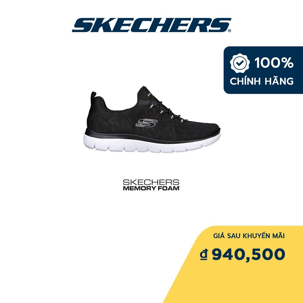 Skechers nữ giày thể thao xỏ chân giặt máy được, tập gym, đi học, đi làm, thường ngày sport summits good taste memory foam machine washable, vegan - 149936-bkw