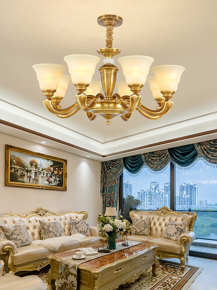 KELUO | Elegant American Style Copper Chandelier for Living Room, Bedroom, Study, and Dining Room ราคา 14,349 บาท*ส่งฟรี