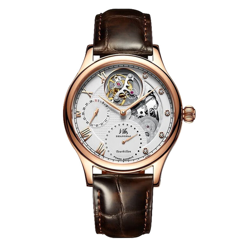 Shanghai | Automatic Tourbillon Men's Watch with Alligator Leather Strap ราคา 153,948 บาท*ส่งฟรี
