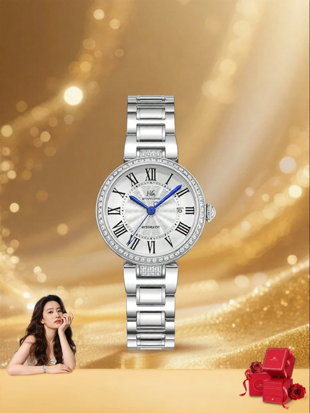 Shanghai | Stylish Crystal-studded Luxury Ladies Automatic Mechanical Watch ราคา 26,913 บาท*ส่งฟรี
