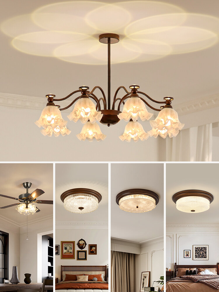 NSWR | French Style Restaurant Fan Light Retro American High-end Lighting Package Eye Protection Light ราคา 11,793 บาท*ส่งฟรี