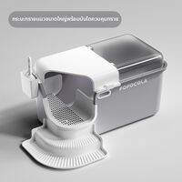Popocola | กระบะทรายแมวขนาดใหญ่ป้องกันกลิ่น ป้องกันกระเด็น สำหรับแมวตัวใหญ่ แบบปิดเต็มรูปแบบ มีฝาปิดและที่จับ