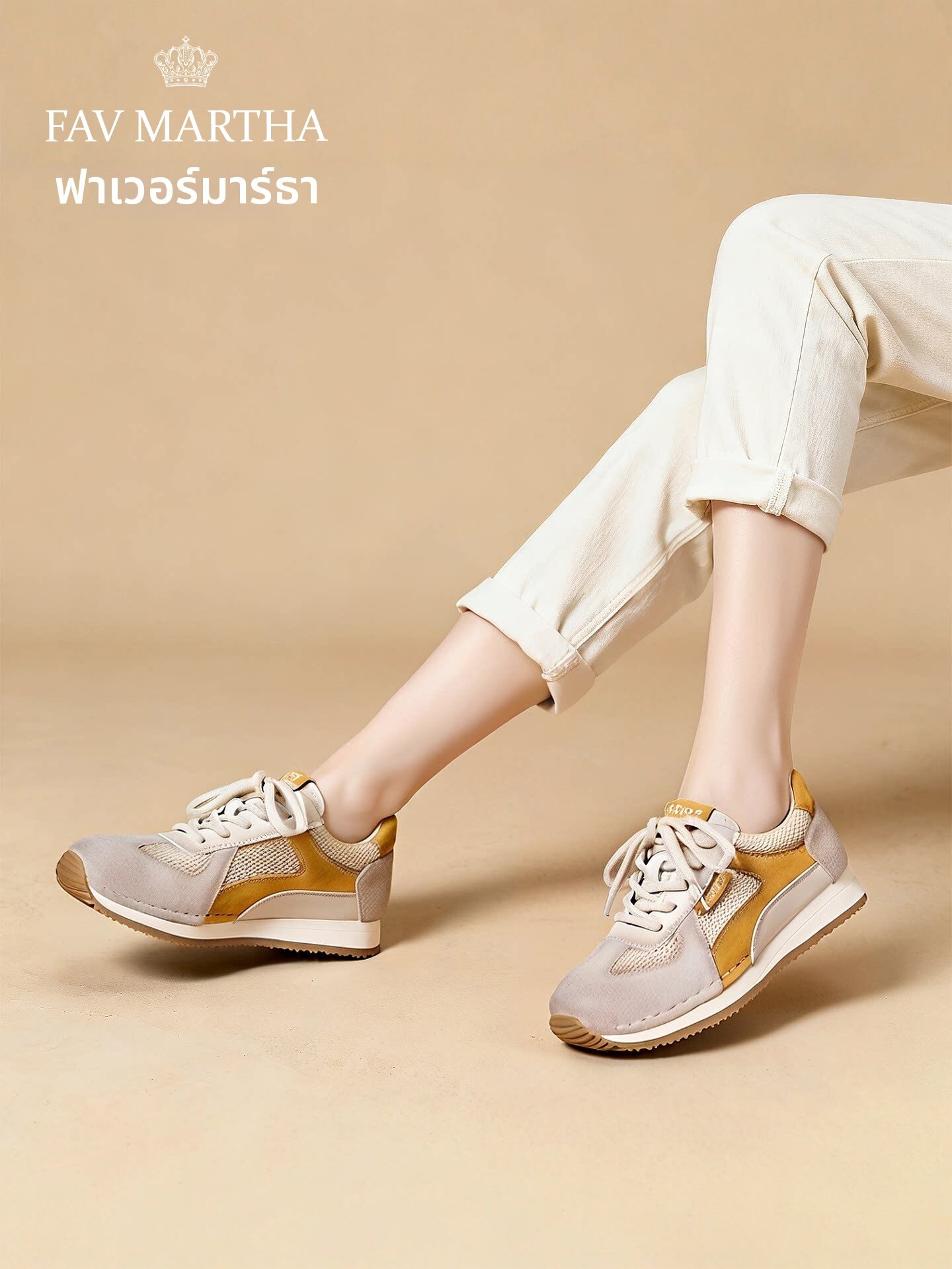 Luxurious First-layer Leather Sneaker Lightweight Breathable ราคา 8,019 บาท*ส่งฟรี