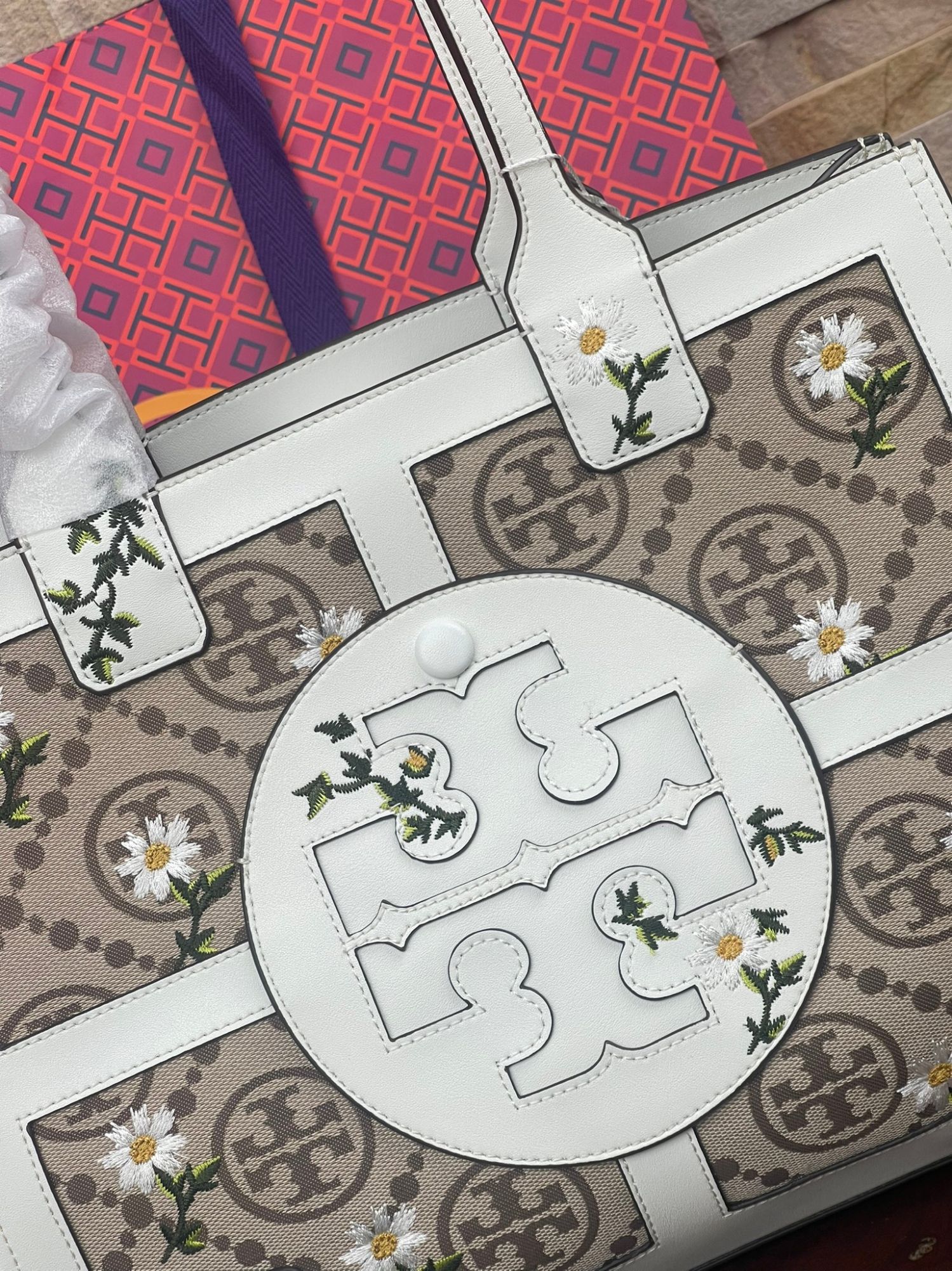 Tory Burch ella jacquard embroidered quadrant Tote - Lapas Sweet Shop 2 -  ThaiPick