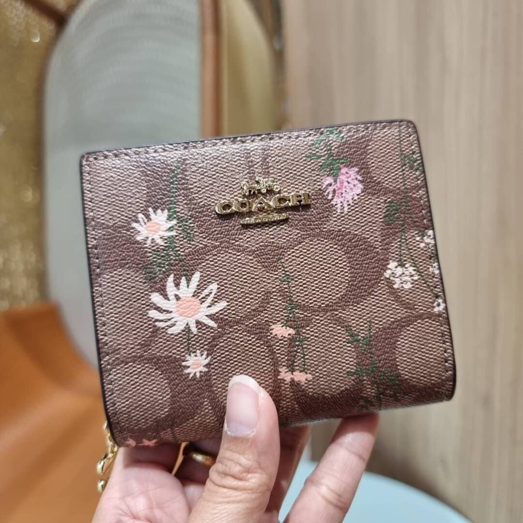 snap wallet in signature canvas with wildflower print