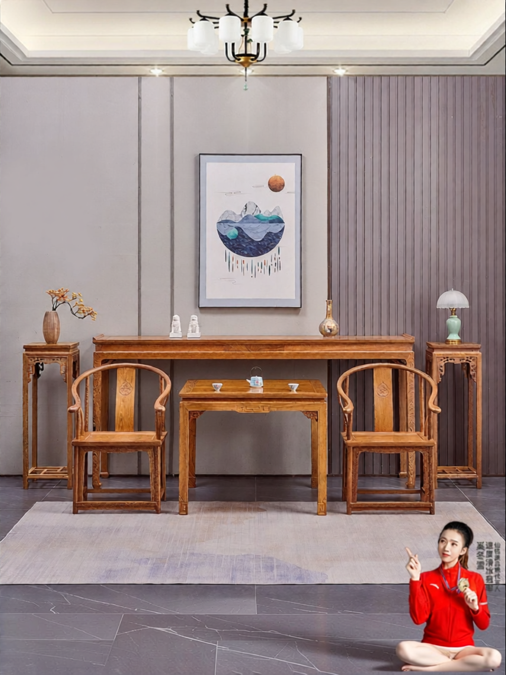 XIANMINGYUAN | Red Wooden Furniture Chickwood Zhongtang Set 6pieces ราคา 37,563 บาท*ส่งฟรี