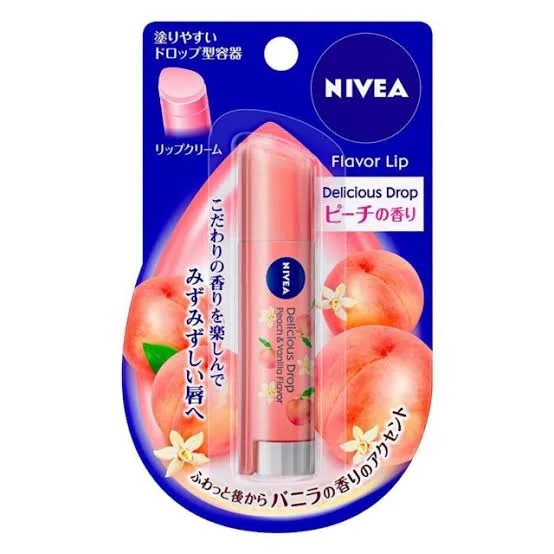 nivea ลิปมัน พีช ลิปมันผสมกันแดด หอมมาก NIVEA Flavor Lip Precious drop 3.5กรัม กลิ่นพีช