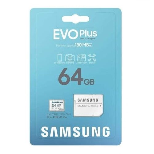 64GB MICRO SD CARD SAMSUNG (รุ่นใหม่)2020 พร้อมอแดปเตอร์ ไมโครเอสดีการ์ด ซัมซุง 64 GB EVO PLUS U1 CLASS 10 รับประกัน10ปี จัดส่งKERRYทั่วประเทศ ราคา 469 บาท*ส่งฟรี