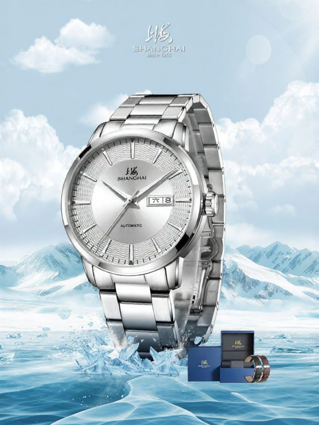 Shanghai | New 70th Anniversary Men's Automatic Mechanical Watch Water-resistant Luminous ราคา 11,833 บาท*ส่งฟรี