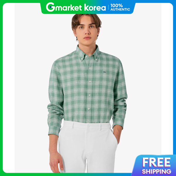 ชุดเดรสผู้หญิง ชุดเดรสแฟชั่นสไตล์เกาหลี Lacoste ลาคอสท์ | เดรสเชิ้ต เสื้อเชิ้ต ผ้าพันคอ Ch739E 56g132 ผ้าลินินชาย Big Check 56g 132 6254047