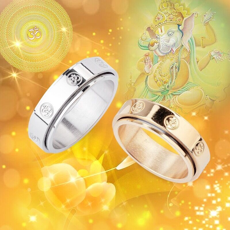 🕉พร้อมส่ง แหวนโอม พระพิฆเนศ มหาเทพแห่งความสำเร็จ แบบหมุนได้ แหวนสแตนเลส สีเงิน สีทอง ใส่เสริมดวง เสริมสิริมงคล แก้ปีชง ไม่ลอก ไม่ดำ💰💰💰
