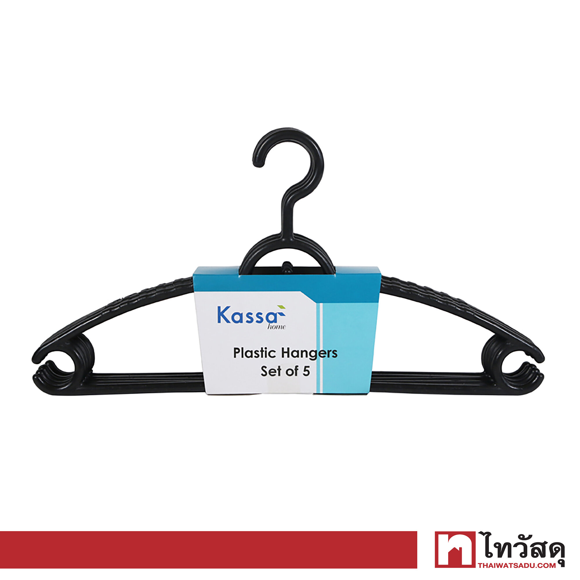 ไม้แขวนเสื้อพลาสติก KASSA HOME รุ่น 2132 ขนาด 38.5 x 19.5 x 0.86 ซม. (แพ็ก 5 ชิ้น) สีดำ ราคา 37 บาท*ส่งฟรี