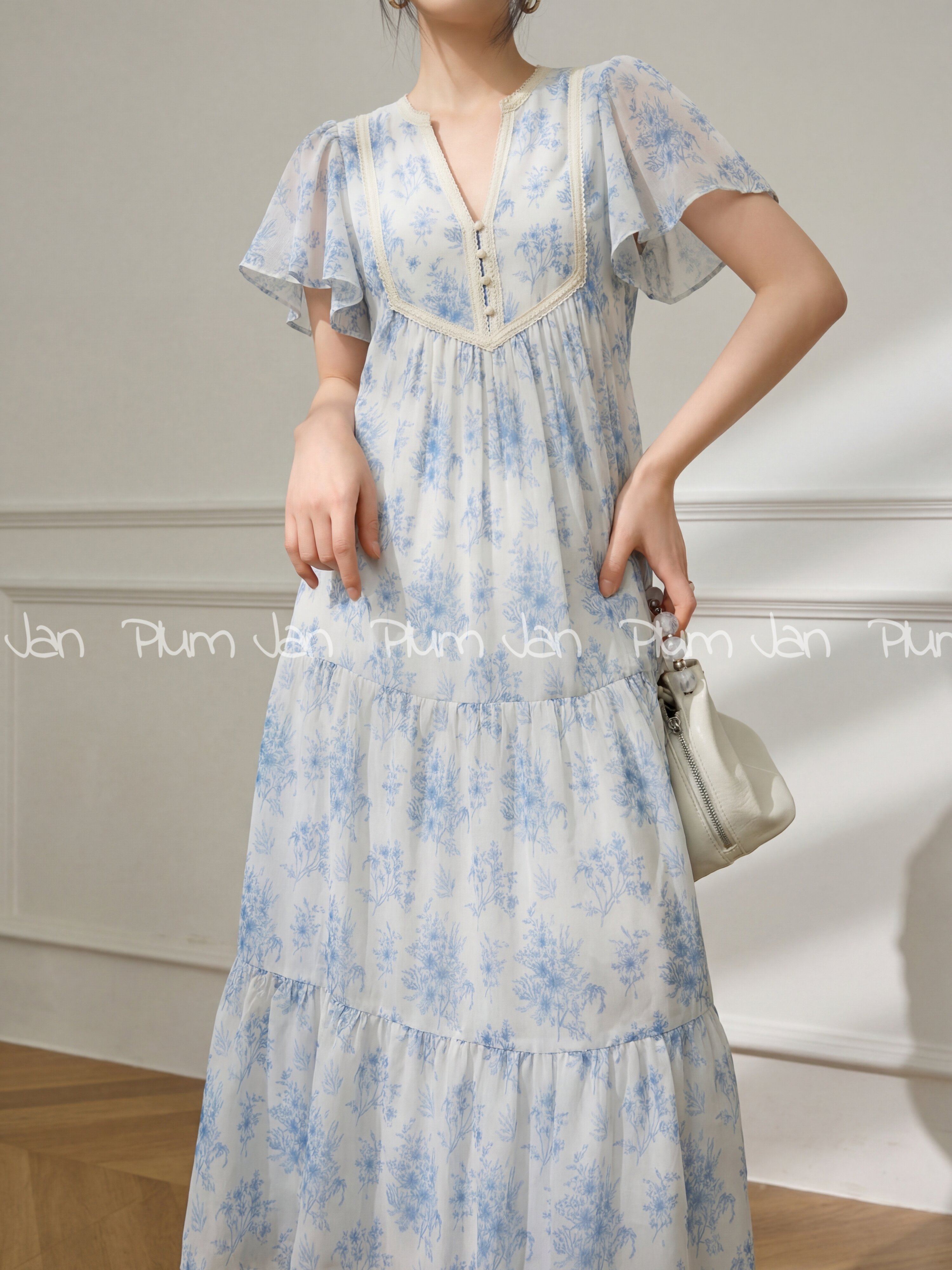 Elegant Country Floral Multi-layer V-neck A-line Dress ราคา  6,447,763 บาท*ส่งฟรี