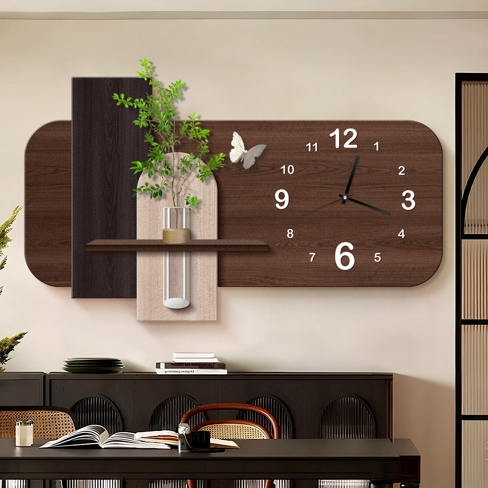 XIANGTUYIN | Green Plant Art New Wall Decor Luxury Dining Room Living Clock ราคา 3,321 บาท*ส่งฟรี