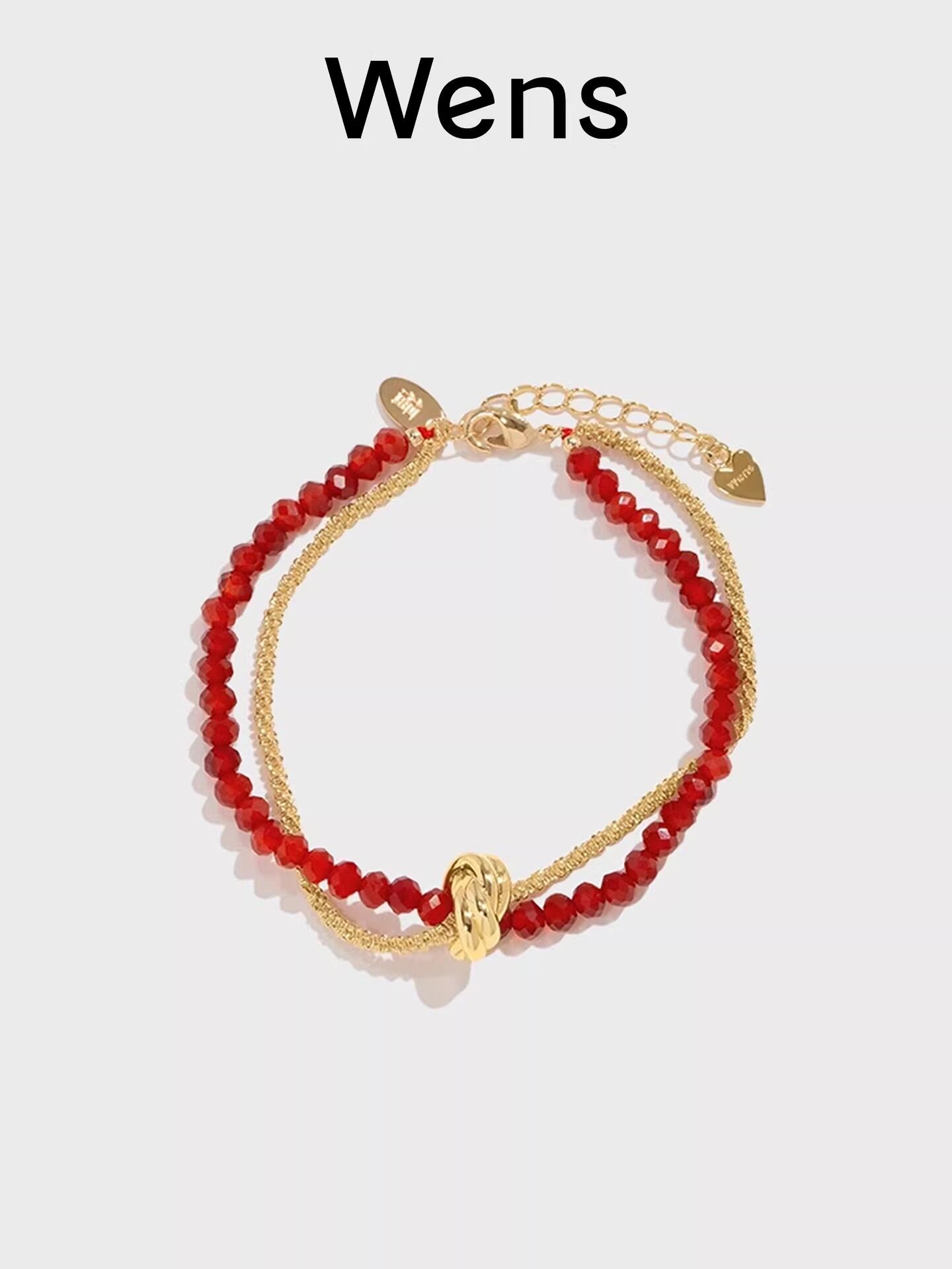 wens | Celebrity Style Red Agate Beaded Rope Knot Design Bracelet ราคา 2,805 บาท*ส่งฟรี