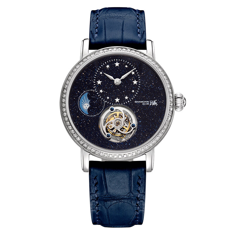 Shanghai | Ladies' Sandstone Dial Automatic Mechanical Watch with Tourbillon, Sapphire Crystal, and Diamond Accents ราคา 257,615 บาท*ส่งฟรี