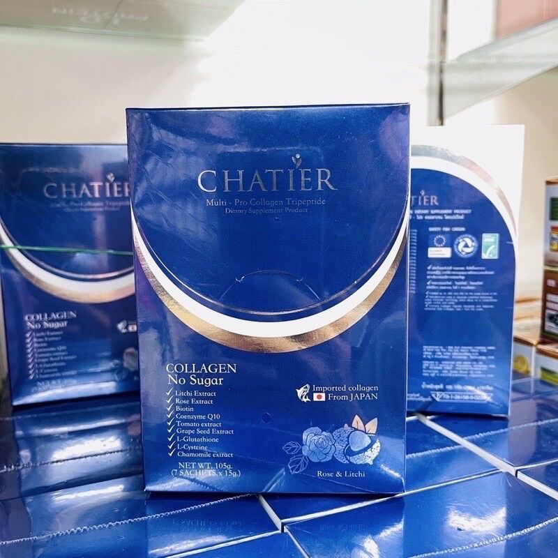 คอลลาเจนน้องฉัตร CHATIER Premium Multi Pro Collagen คอลลาเจน ชาเทียร์ (1กล่องมี7ซอง) ราคา 259 บาท*ส่งฟรี