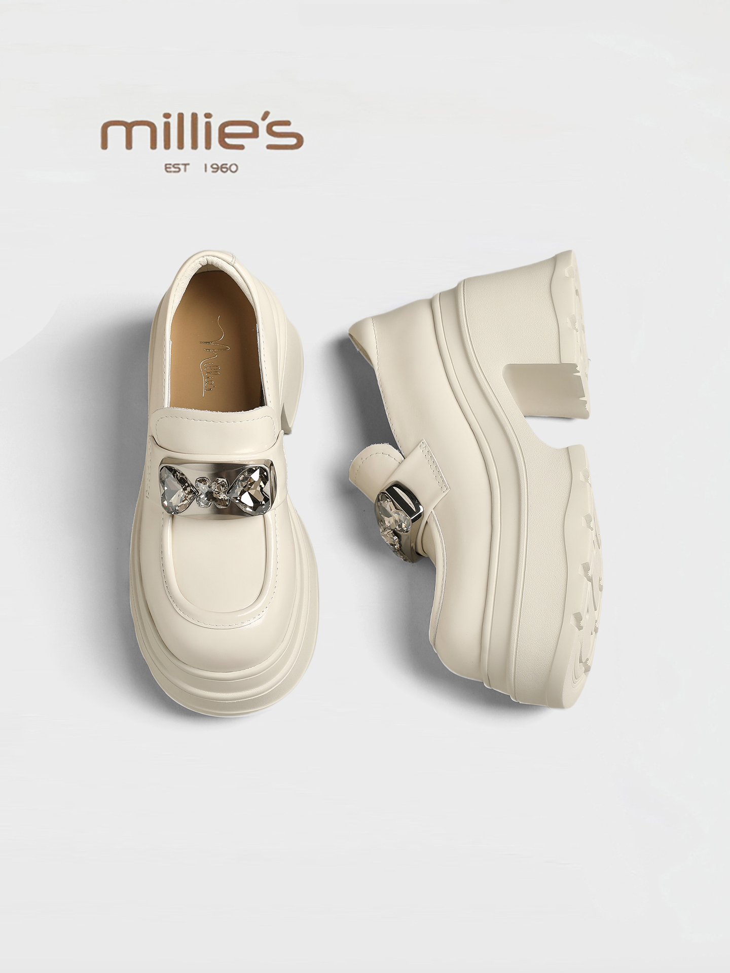 MILLIE'S | New Fashion Leather Platform Elevating Loafer ราคา 8,026 บาท*ส่งฟรี