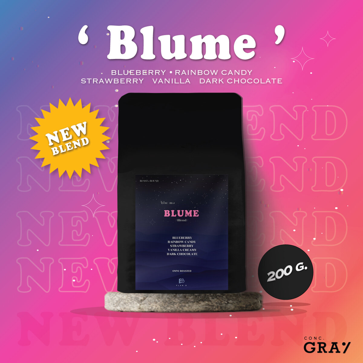 เมล็ดกาแฟคั่ว 200g "blume" Blume /blend/ BLUEBERRY RAINBOW CANDY