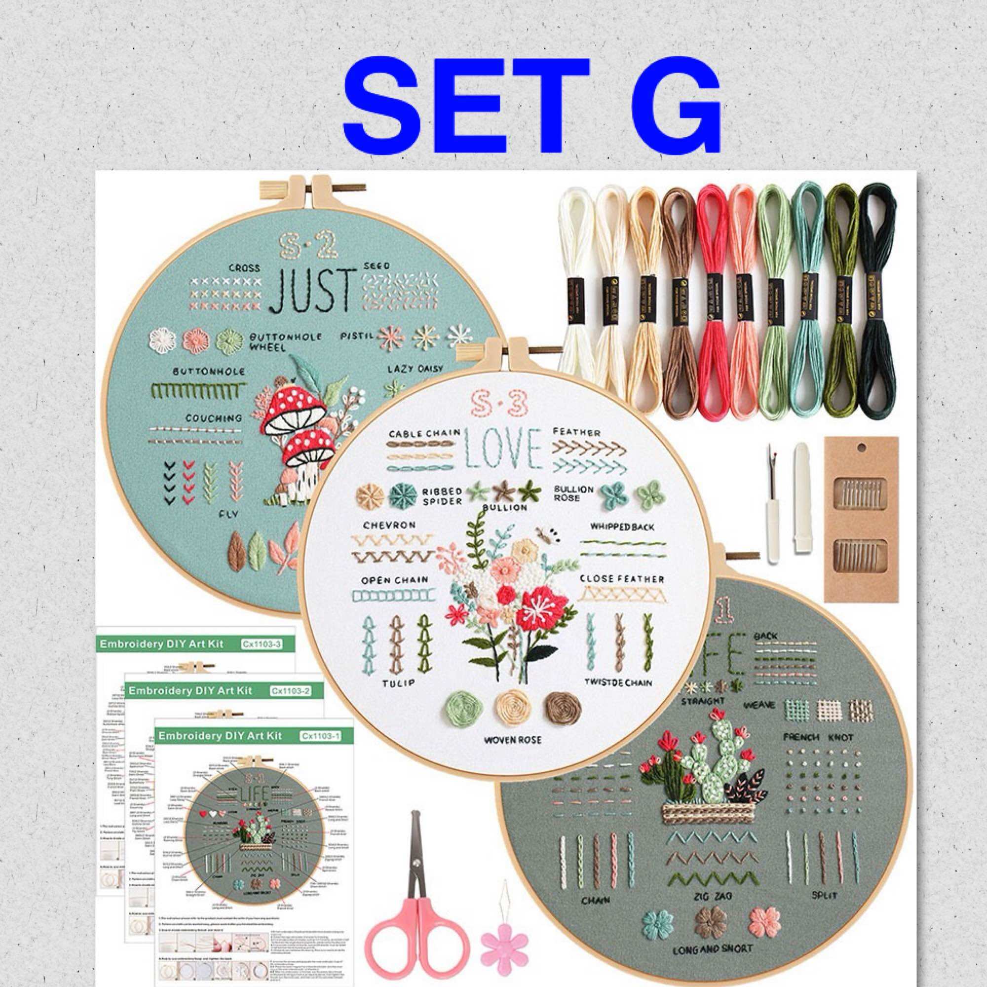 ❤️สอนฟรี 🌺 Embroidery Set Beginner งาน DIY ชุดปักผ้าสำหรับมือใหม่ 🌺มีคำแนะนำภาษาไทย ส่งจาก กทม.