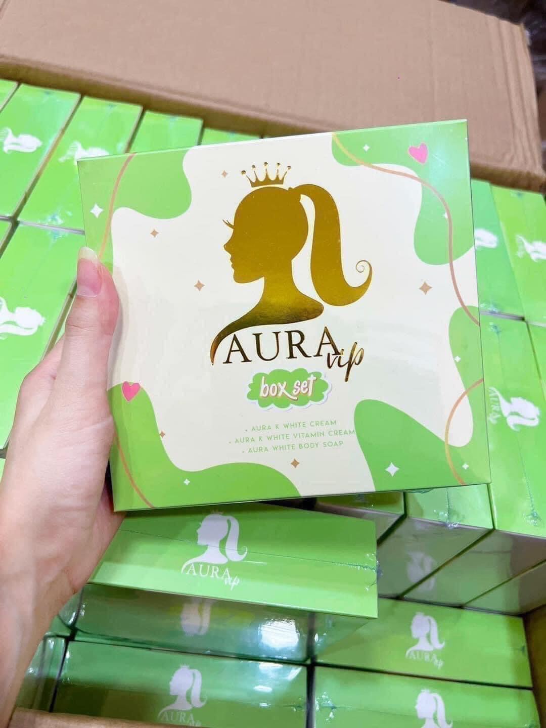 AURA VIP ออร่าวีไอพี เซ็ตครีมผิวขาว 1 ชุดมี 3 ชิ้น - Medngien1449 ...