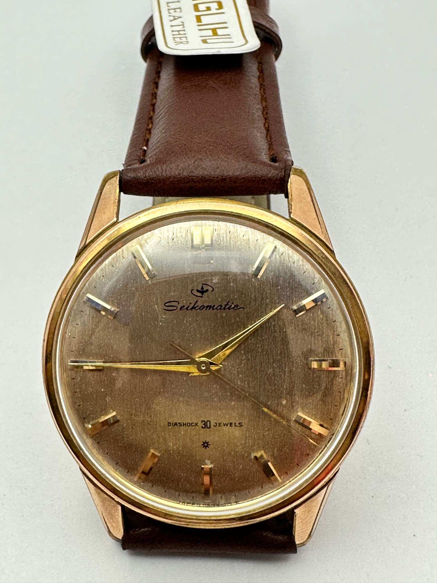 Seikomatic Slimdate 0 1円 稼働 金色系 SEIKO matic slim 30石JEWELS 