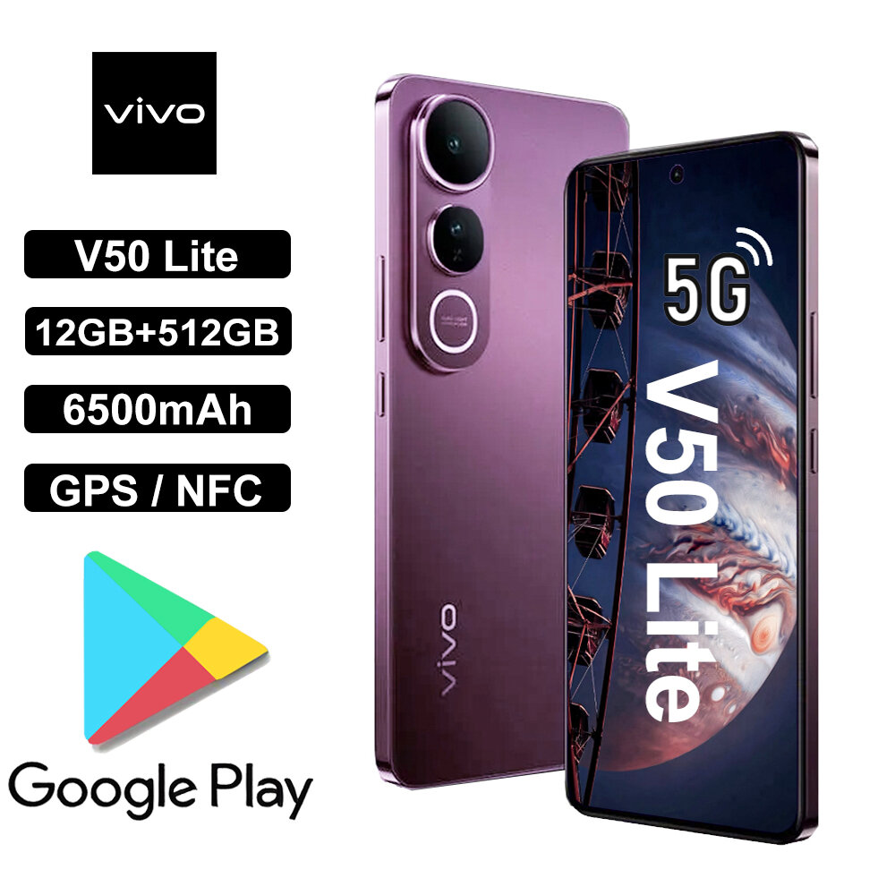 vivo | VIVO V50Lite โทรศัพท์มือถือสมาร์ทโฟนรุ่นใหม่ ดีไซน์ทันสมัย คุณสมบัติครบครัน รองรับ 5G ซิมคู่ สแตนด์บายคู่/หน่วยความจำ 12GB+512GB/ฟังก์ชัน NFC/GPS ราคา 8,197 บาท*ส่งฟรี