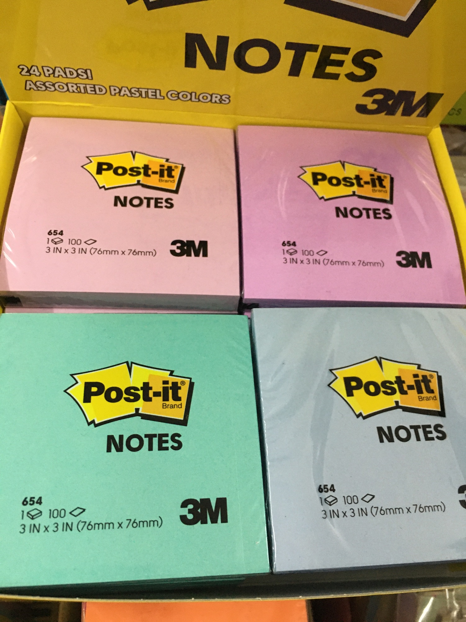 Post-it 3M โพสต์อิทโน้ต กระดาษโน๊ต สีพาสเทล 654 โพสอิท <ราคาต่อชิ้น>