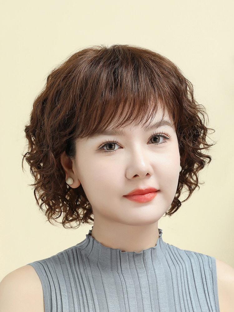 BAIMEI SILK | Short Curly Natural Wool Wigs for Women ราคา 4,416 บาท*ส่งฟรี