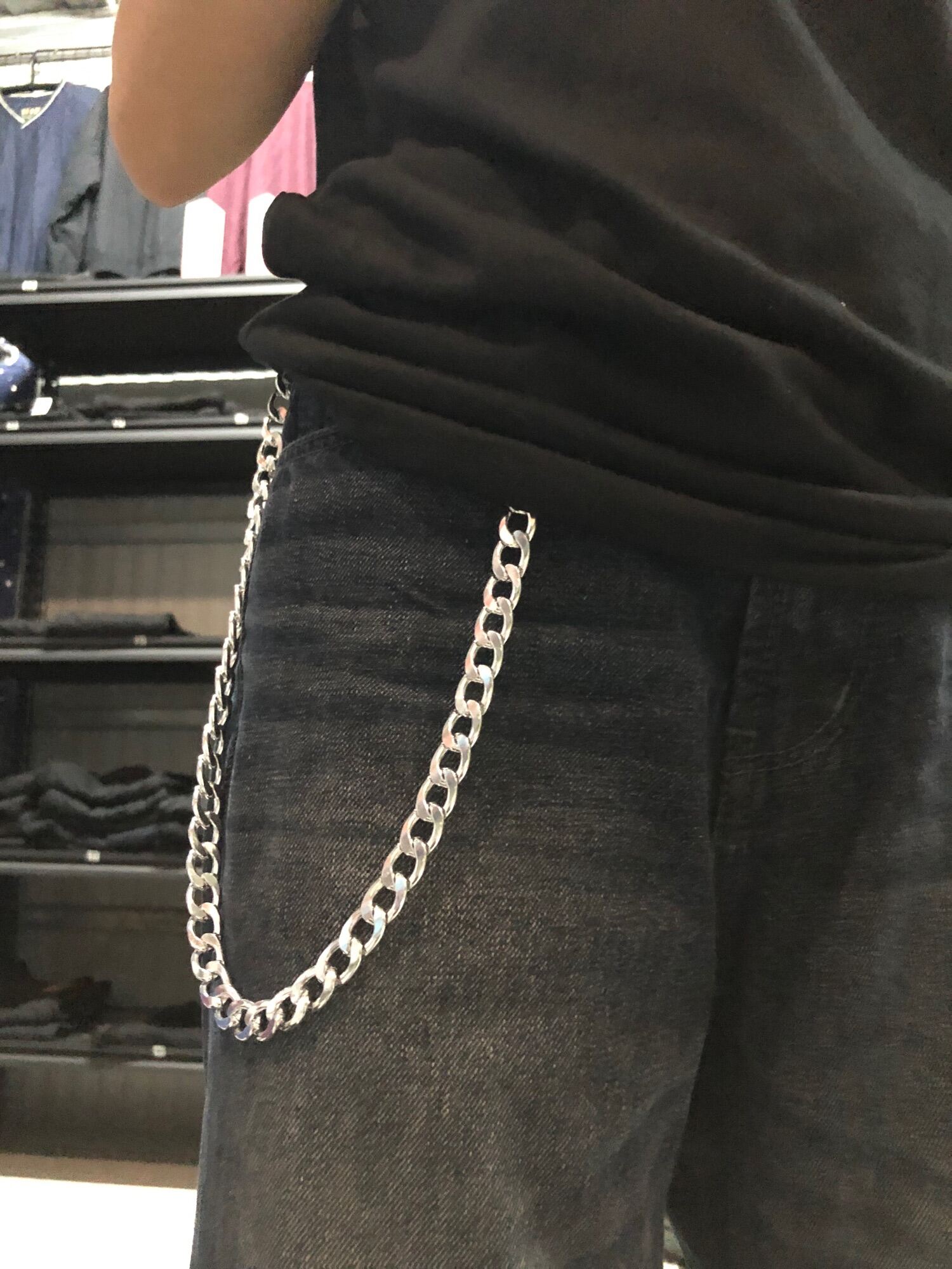 Long Metal Belt Chain Rock Punk Hook Trousers Pant Waist Link Metal Wallet  Chain Keychain Ring Clip Keyring HipHop Jewelry