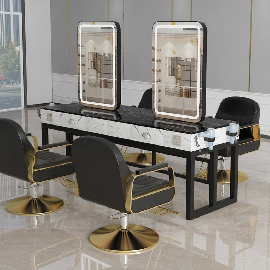 ผลิตภัณฑ์ความงามและการดูแลผิว DANBIYIN | Trendy Barber Mirror Dual-sided Marble Cabinet Integration