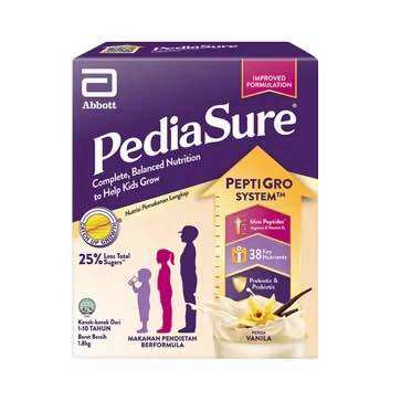 pediasure อาหารสูตรครบถ้วนสำหรับเด็ก พีเดียชัวร์ คอมพลีท อาหารสูตรครบถ้วนสำหรับเด็กที่รับประทานอาหารไม่ปกติ หรือเบื่ออาหาร กลิ่นวานิลลา เป็นอาหารใช้สำหรับ ดื่มที่ชงละลายง่ายรสชาติดี ให้สารอาหาร ครบถ้วน ทั้งโปรตีน คาร์โบไฮเดรต ไขมัน วิตามินและแร่ธาตุ 28 ชน