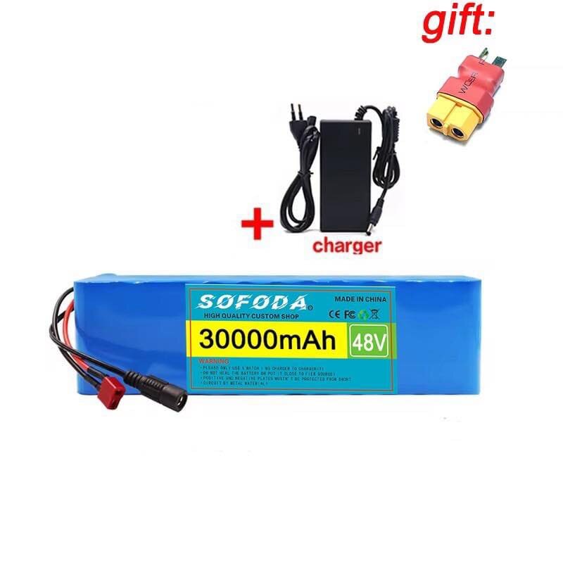 ((Free Charger Cable - Free Connector)) Lithium Battery 48V 30Ah/48Ah/100Ah 1000W E-Bike Battery 54.6V Bms + Charger Genuine Lithium Ion Battery Battery Lithium Ion Can Be Used with Electric Bicycles, Electric Tricycles, Electric Motorcycles, Electric Sco