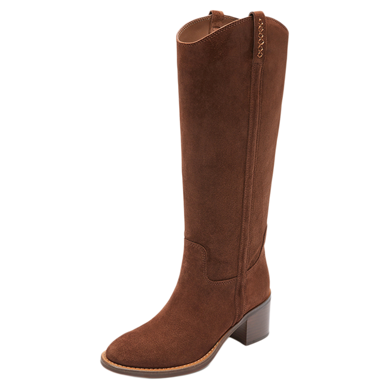 Le Saunda | New Slimming Retro Mid Block Heel Knight Above Knee Boots ราคา 9,480 บาท*ส่งฟรี