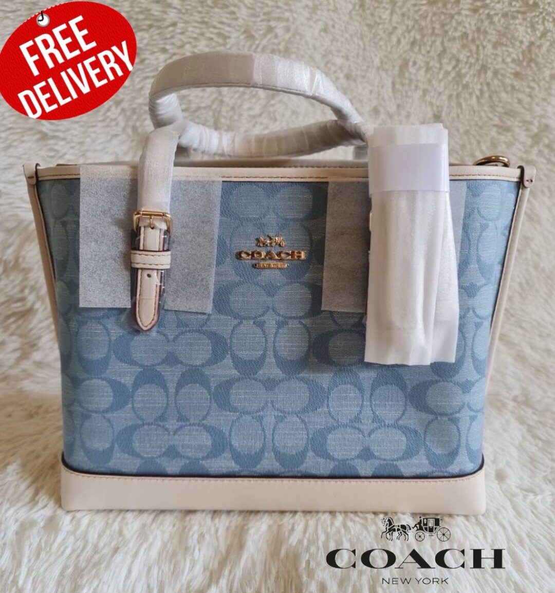กระเป๋าถือ กระเป๋าสะพาย COACH Mollie Tote 25 สี IM/Light Denim/Chalk