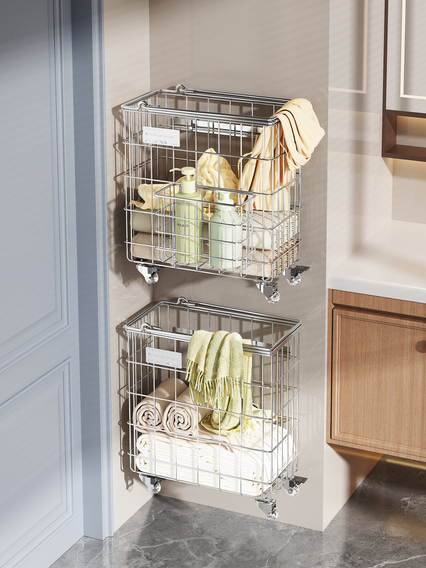 Wall-mounted Stainless Steel Laundry Basket