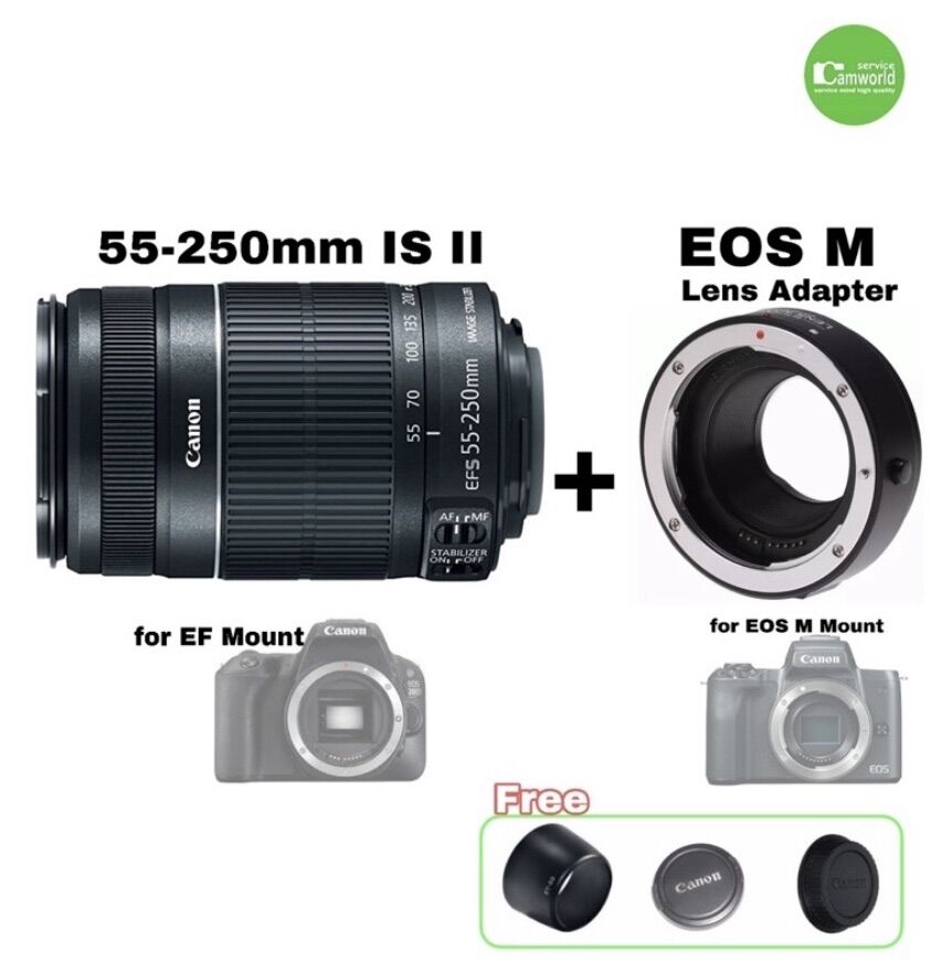 Canon 55-250 mm IS II ยอดเลนส์เทเล+มาโคร มีกันสั่น ชิ้นเลนส์ UD คมชัดสูง + lens adapter EOS M สุดคุ้ม ราคา 7,790 บาท*ส่งฟรี