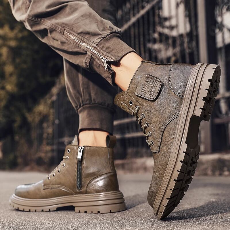 MANPI | Thick Sole Anti-Slip Boots High Top Leather 2026 ราคา 3,104 บาท*ส่งฟรี