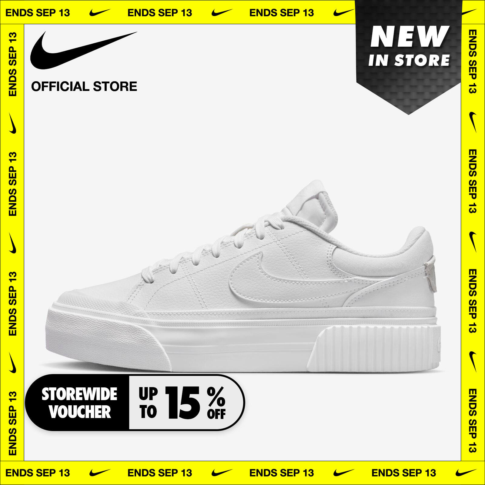 เสื้อผ้าและรองเท้ากีฬาสำหรับออกกำลังกาย Nike Women's Swoosh Court Legacy Lift Shoes - White ไนกี้ รองเท้าผู้หญิง Swoosh Court Legacy Lift - สีขาว