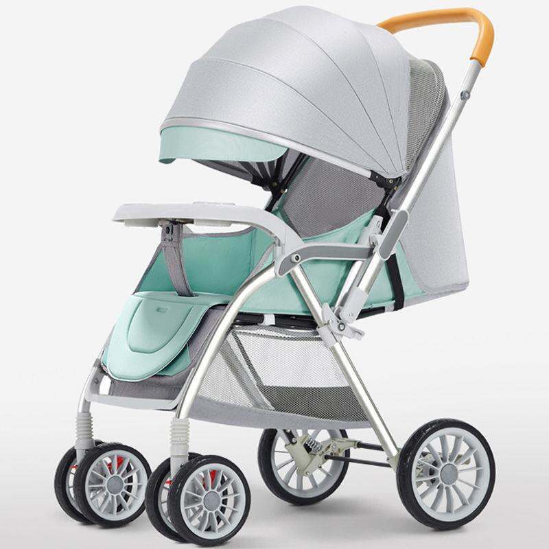 ZHUOLESHI | Lightweight Foldable Multi-Position Baby Stroller One-Click Folding Reversible 4-Wheel Shock Absorption