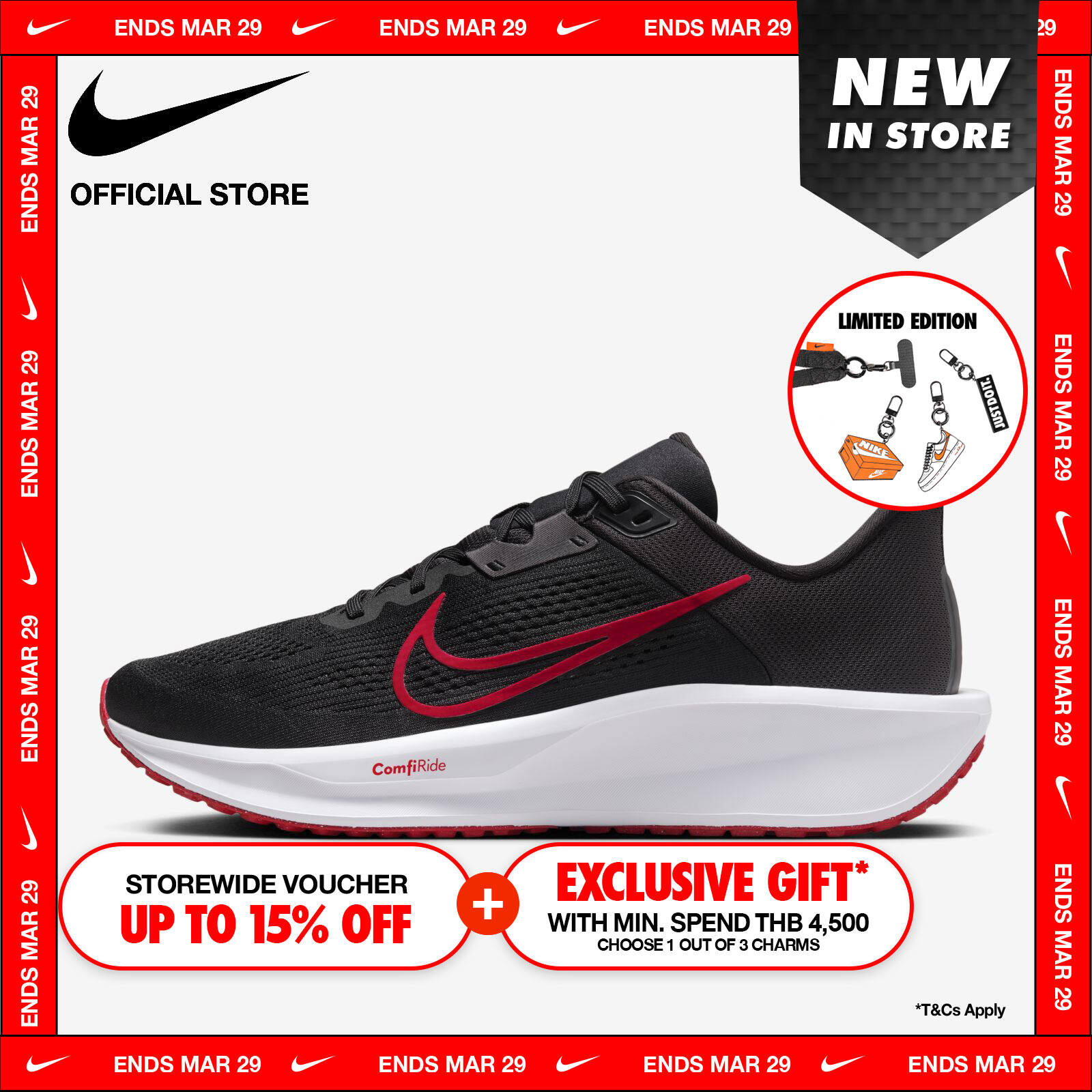 Nike Men's Quest 6 Shoes - Black ไนกี้ รองเท้าผู้ชาย Quest 6 - สีดำ ราคา 3,000 บาท*ส่งฟรี