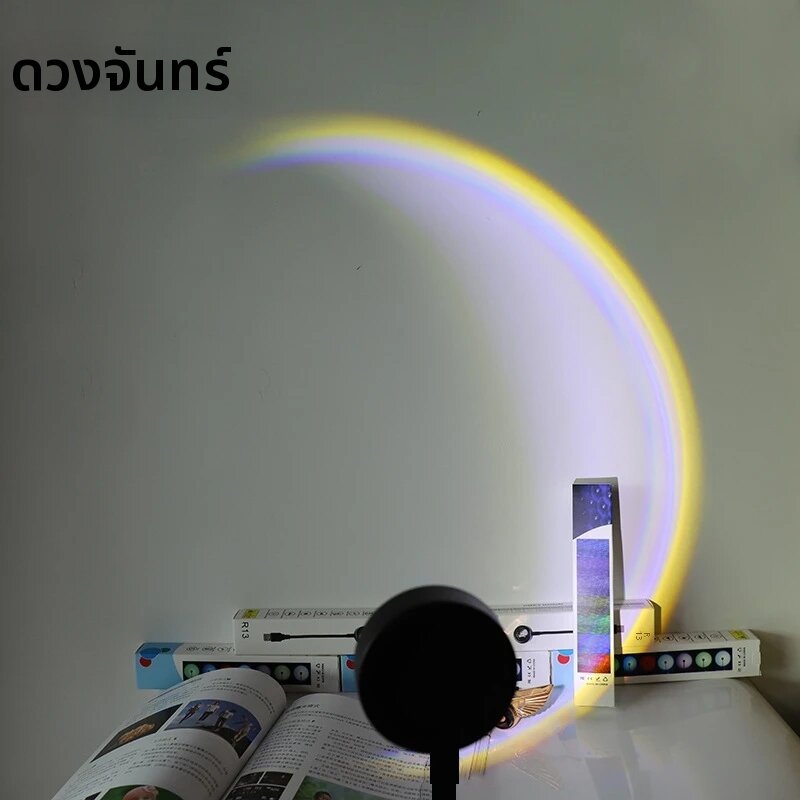 Kerokuru USB Sunset Light โคมไฟการถ่ายภาพด้วยตนเอง LED Rainbow Neon Night Light โปรเจคเตอร์การถ่ายภาพผนังแสงบรรยากาศ