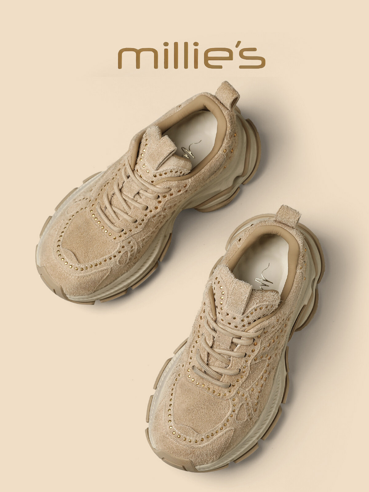 MILLIE'S | Low-cut Retro Soft Bottom Warm Lace-up Thick-soled Dad Shoes ราคา 10,621 บาท*ส่งฟรี