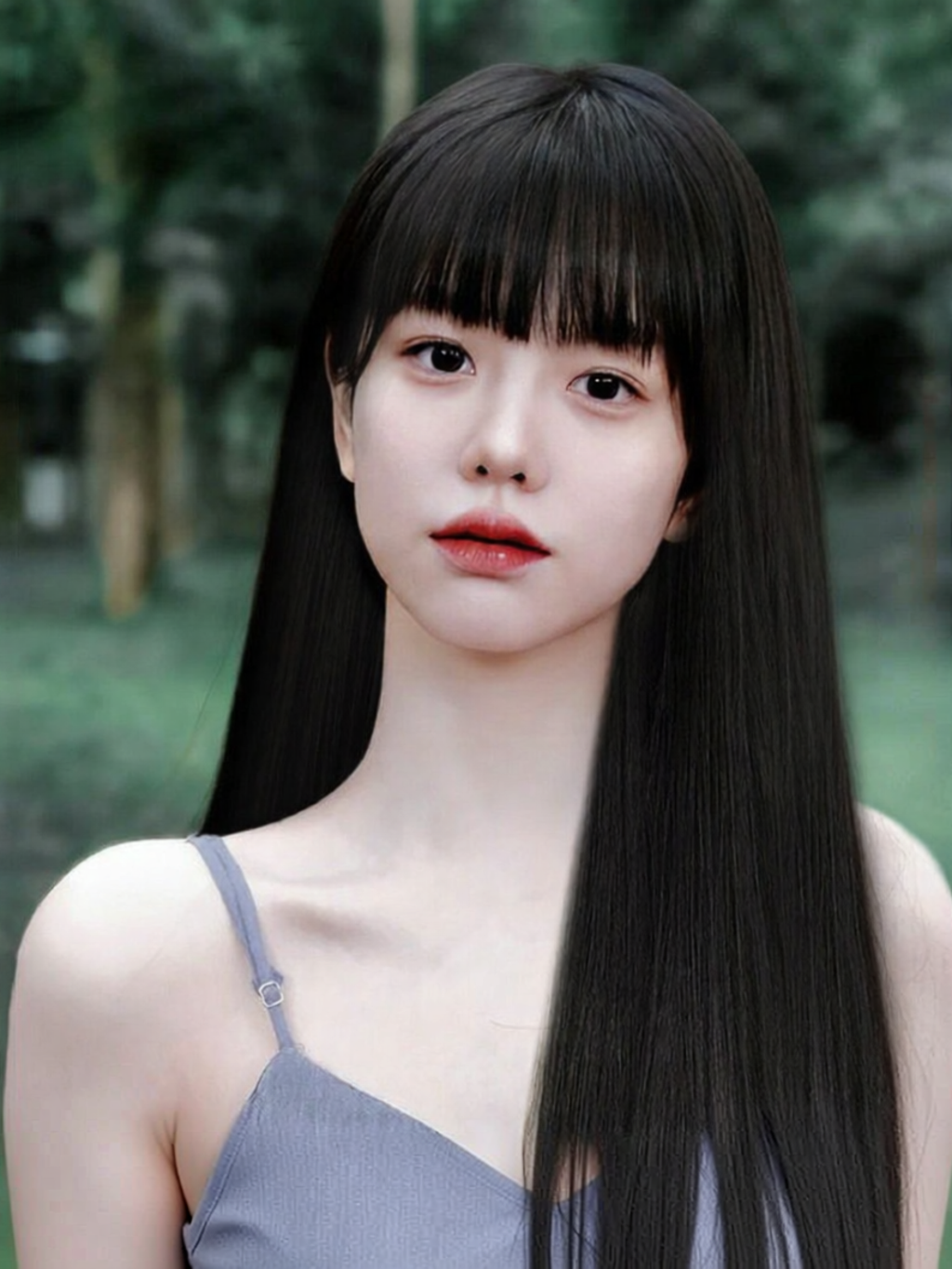 MENGSIQIAN | Women Long Real Hair Wig Full Human Hair Natural Comic Bangs Straight Lace Seamless ราคา 21,631 บาท*ส่งฟรี