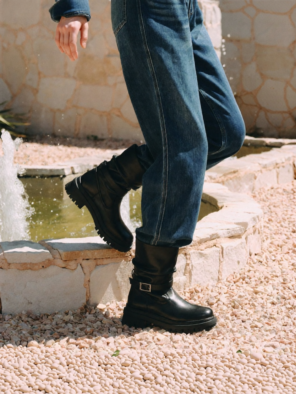 73hours | Punk Style Winter Boots Thick Sole Height Increase Black Mid-Calf Boots ราคา 8,261 บาท*ส่งฟรี