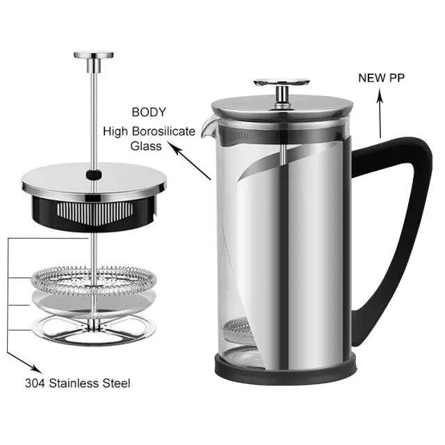 แก้วชงกาแฟ French Press ที่ชงกาแฟ เฟรนช์เพรส แบบกด 350/600ml. คุณภาพอย่างดี / Stainless Steel French Press Coffee Maker 350/600ml.