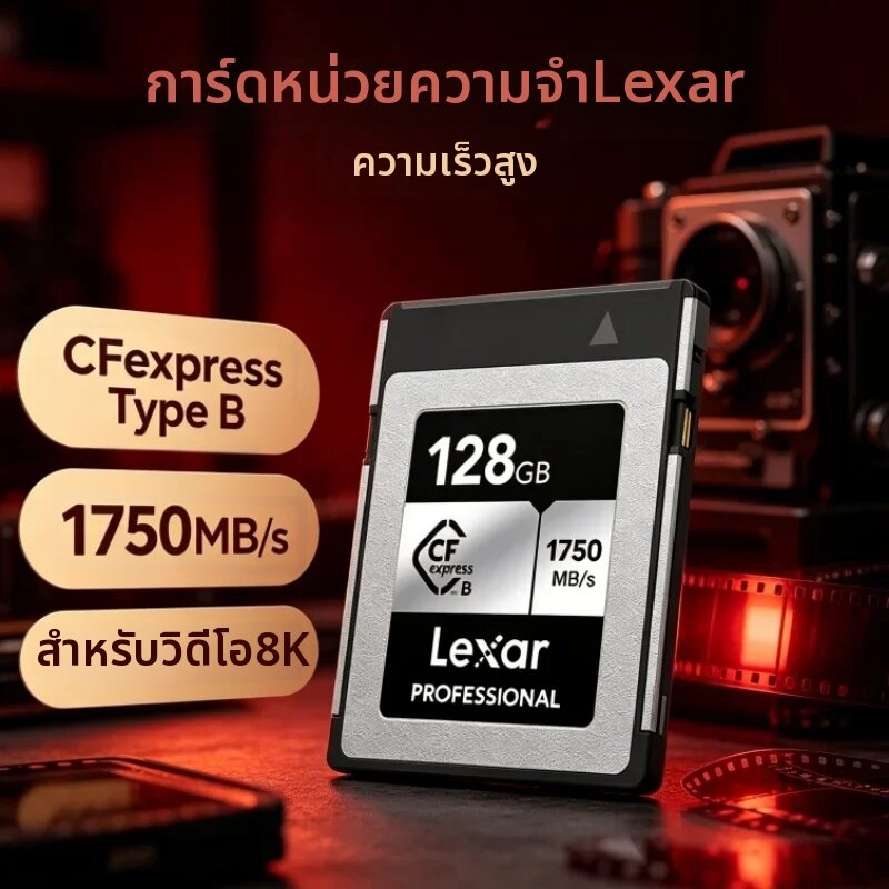 อุปกรณ์จัดเก็บข้อมูล Lexar การ์ดหน่วยความจำ CFexpress Type B การ์ด CF Express Type B การ์ดเก็บข้อมูล อ่าน 1750MB/s 512GB 128GB 256GB สำหรับกล้อง DSLR ราคา 11,041 บาท*ส่งฟรี