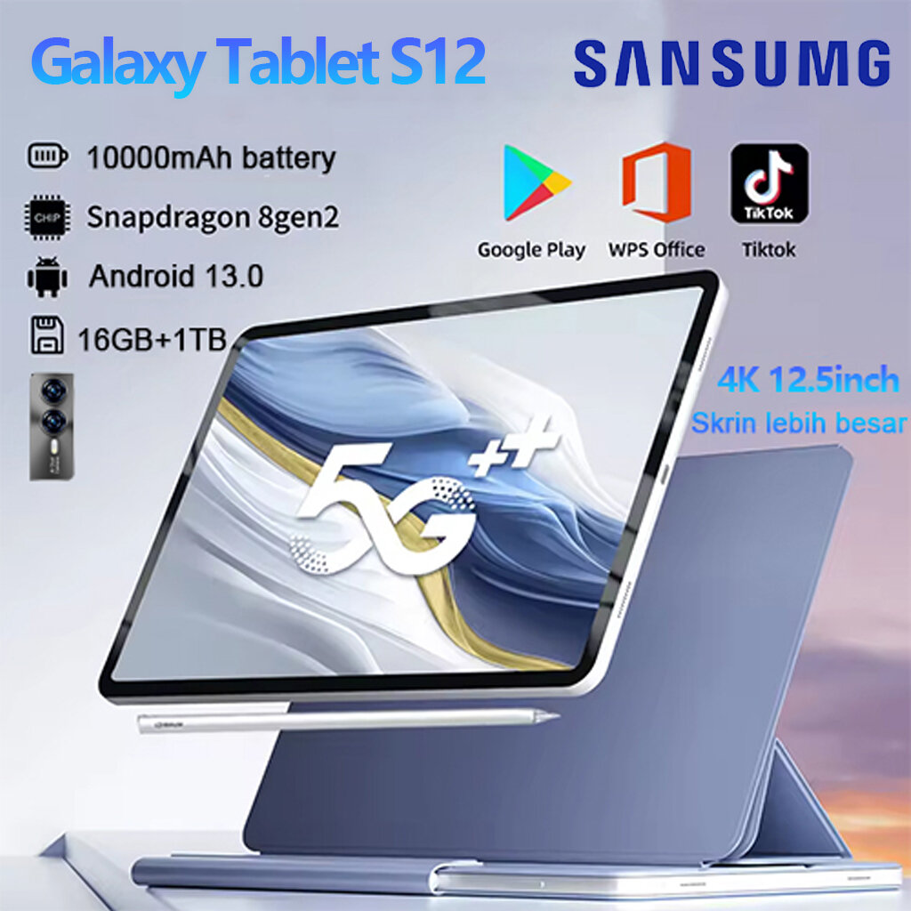 【ซื้อ1แถม9+แป้นพิมพ์ฟรี】ใหม่ Sansumg S12 Pro 12.5นิ้ว 5G Tablet android ...