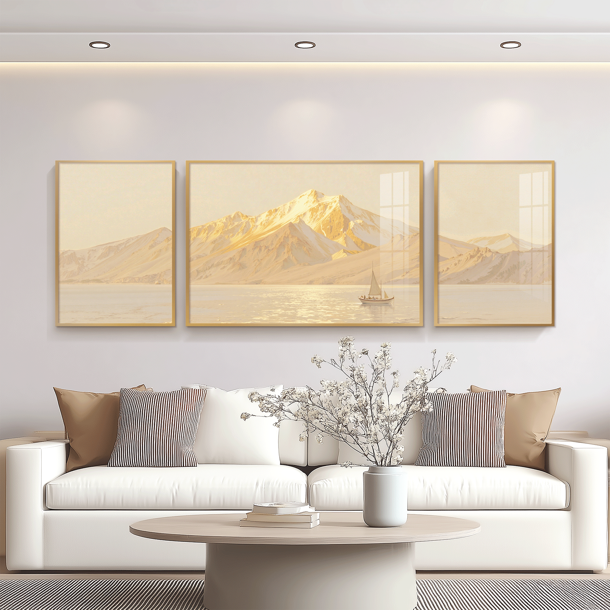 YIBIYIHUA | Creamy Style One Stroke 'Smooth Sailing' Living Room Wall Art ราคา 6,959 บาท*ส่งฟรี
